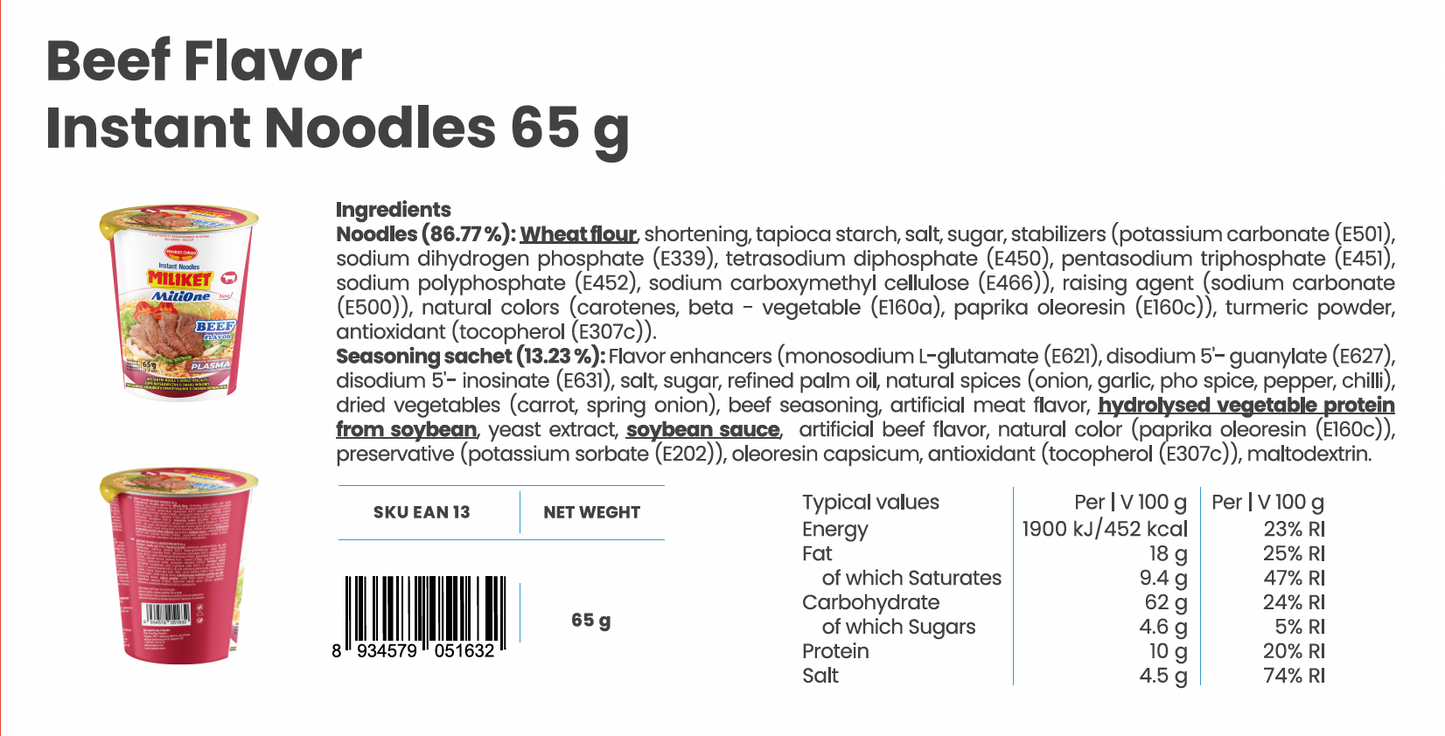 Mi Ly Instant-Nudeln im Becher 24x65g